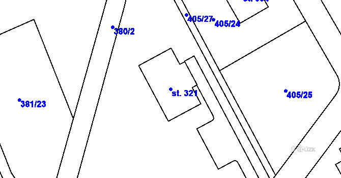 Parcela st. 321 v KÚ Semanín, Katastrální mapa