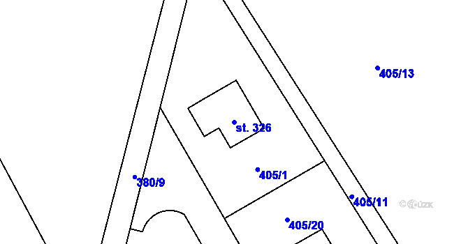 Parcela st. 326 v KÚ Semanín, Katastrální mapa