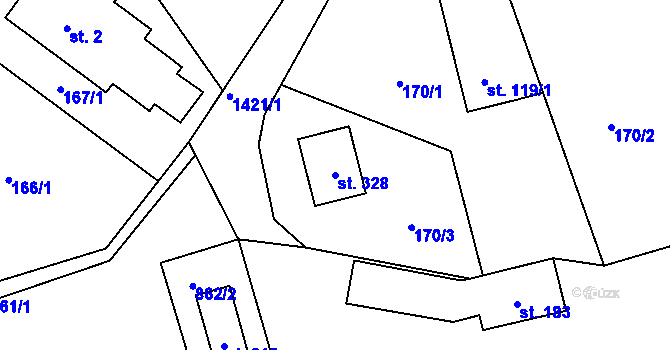 Parcela st. 328 v KÚ Semanín, Katastrální mapa