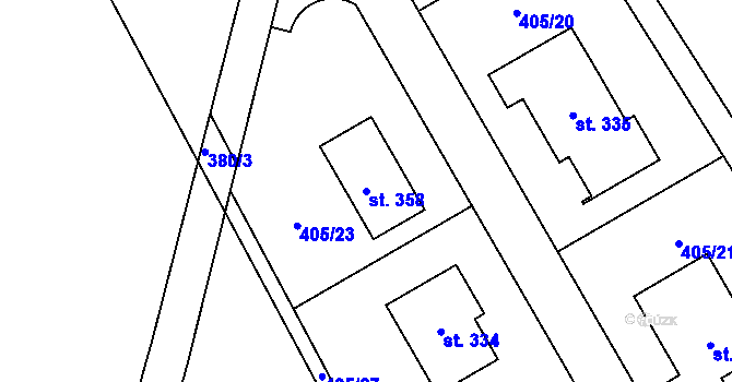 Parcela st. 358 v KÚ Semanín, Katastrální mapa