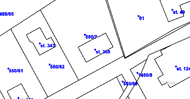 Parcela st. 359 v KÚ Semanín, Katastrální mapa