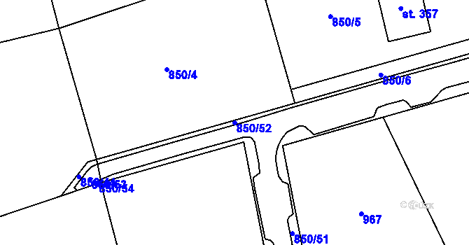 Parcela st. 850/52 v KÚ Semanín, Katastrální mapa