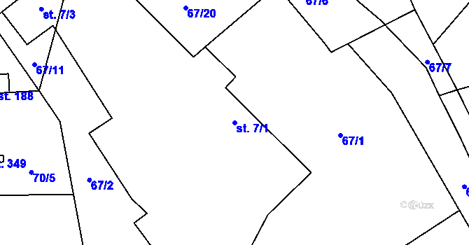 Parcela st. 7/1 v KÚ Semčice, Katastrální mapa