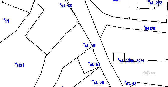 Parcela st. 16 v KÚ Semčice, Katastrální mapa