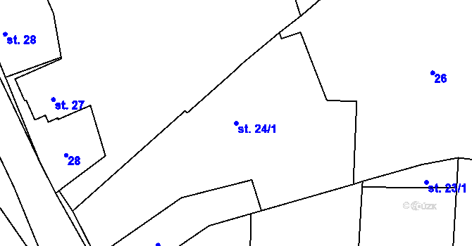 Parcela st. 24/1 v KÚ Semčice, Katastrální mapa