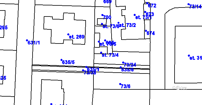 Parcela st. 73/4 v KÚ Semčice, Katastrální mapa