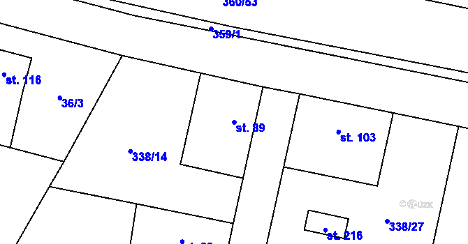 Parcela st. 89 v KÚ Semčice, Katastrální mapa