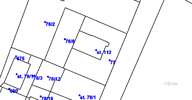 Parcela st. 112 v KÚ Semčice, Katastrální mapa