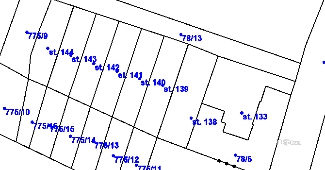 Parcela st. 139 v KÚ Semčice, Katastrální mapa