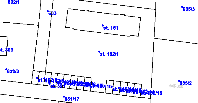 Parcela st. 162/1 v KÚ Semčice, Katastrální mapa