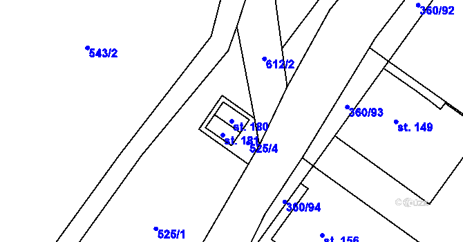 Parcela st. 180 v KÚ Semčice, Katastrální mapa