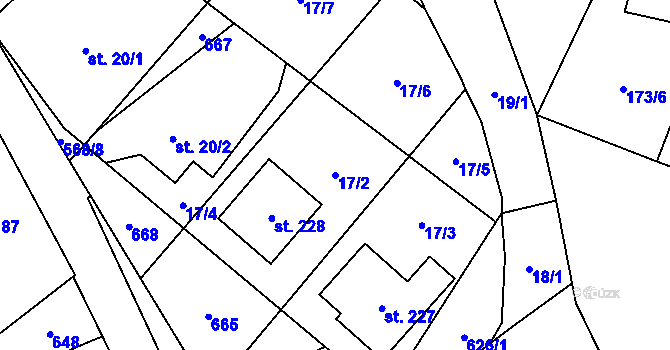 Parcela st. 17/2 v KÚ Semčice, Katastrální mapa