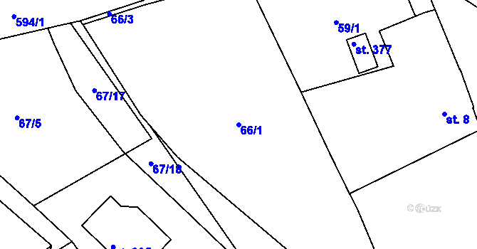Parcela st. 66/1 v KÚ Semčice, Katastrální mapa