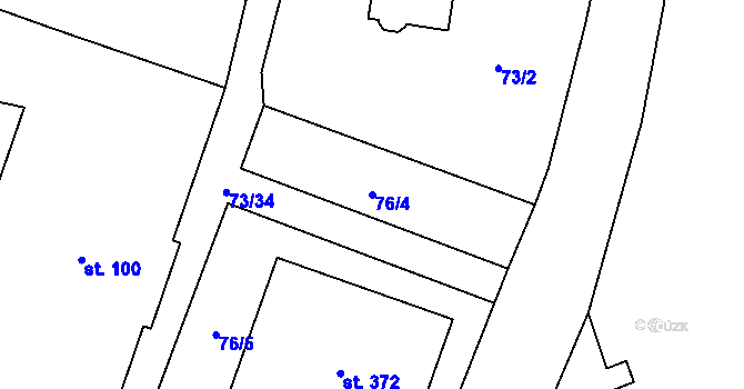 Parcela st. 76/4 v KÚ Semčice, Katastrální mapa