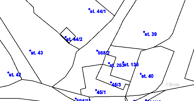 Parcela st. 568/2 v KÚ Semčice, Katastrální mapa