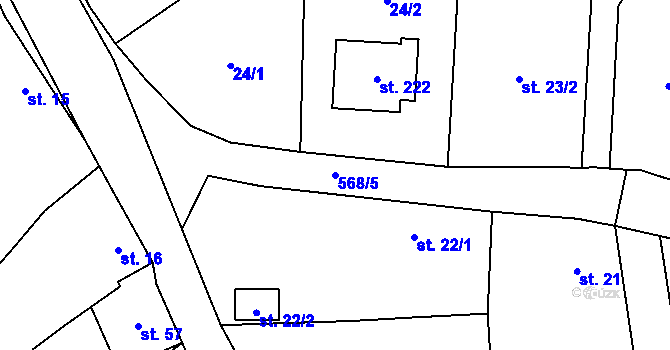 Parcela st. 568/5 v KÚ Semčice, Katastrální mapa