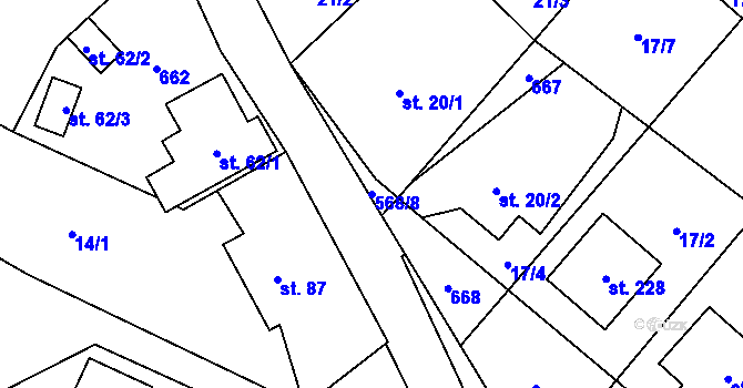 Parcela st. 568/8 v KÚ Semčice, Katastrální mapa