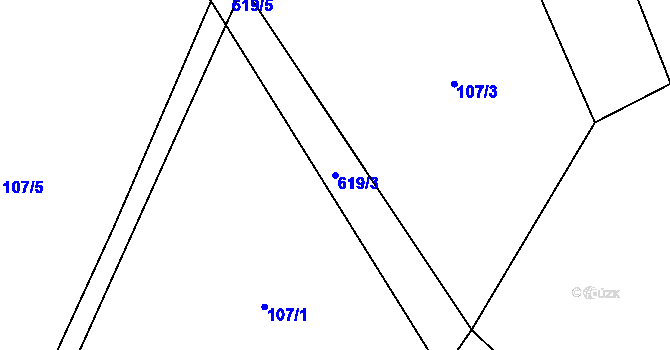 Parcela st. 619/3 v KÚ Semčice, Katastrální mapa