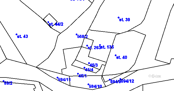 Parcela st. 263 v KÚ Semčice, Katastrální mapa