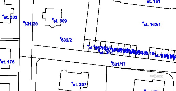 Parcela st. 162/5 v KÚ Semčice, Katastrální mapa