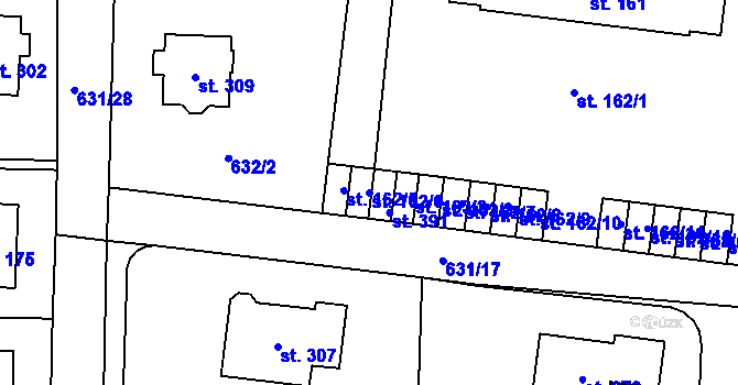 Parcela st. 162/6 v KÚ Semčice, Katastrální mapa