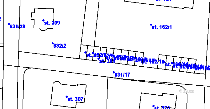 Parcela st. 163/2 v KÚ Semčice, Katastrální mapa
