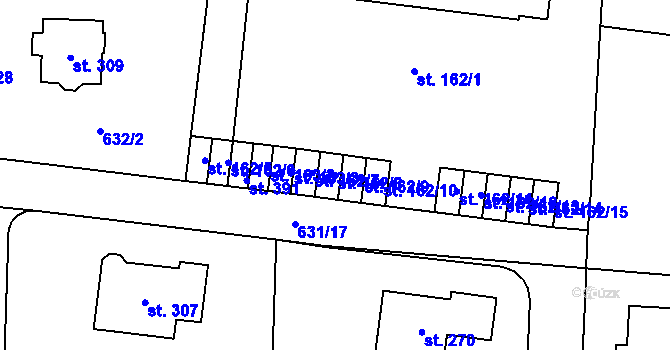 Parcela st. 162/8 v KÚ Semčice, Katastrální mapa