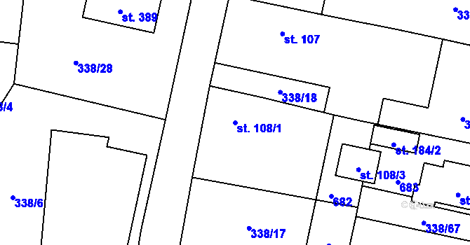 Parcela st. 108/1 v KÚ Semčice, Katastrální mapa