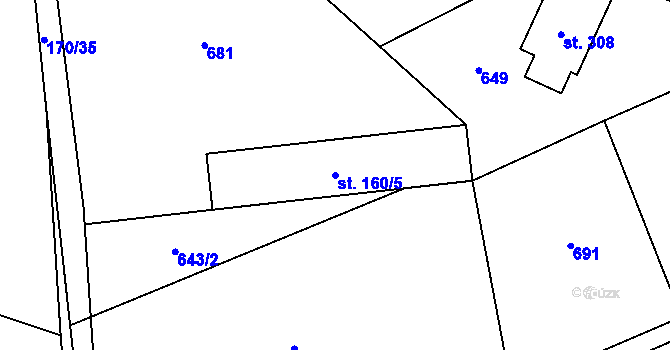 Parcela st. 160/5 v KÚ Semčice, Katastrální mapa
