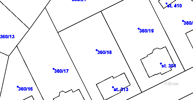 Parcela st. 360/18 v KÚ Semčice, Katastrální mapa