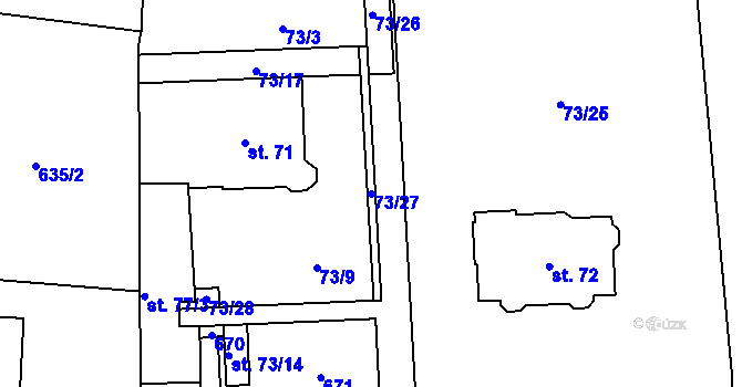Parcela st. 73/27 v KÚ Semčice, Katastrální mapa