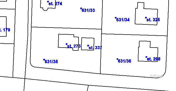 Parcela st. 337 v KÚ Semčice, Katastrální mapa