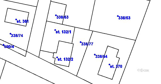Parcela st. 338/77 v KÚ Semčice, Katastrální mapa