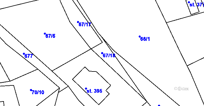 Parcela st. 67/18 v KÚ Semčice, Katastrální mapa