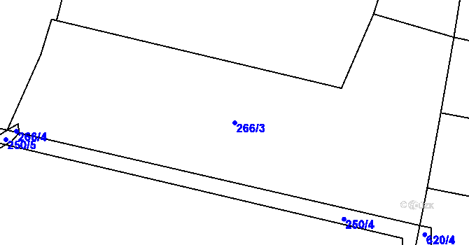 Parcela st. 266/3 v KÚ Semčice, Katastrální mapa