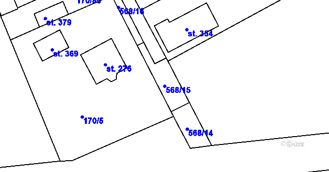 Parcela st. 568/15 v KÚ Semčice, Katastrální mapa