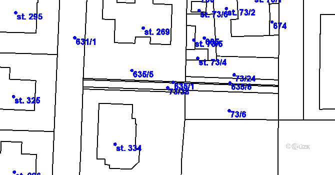 Parcela st. 73/38 v KÚ Semčice, Katastrální mapa