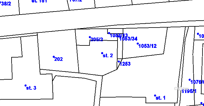 Parcela st. 2 v KÚ Semechnice, Katastrální mapa