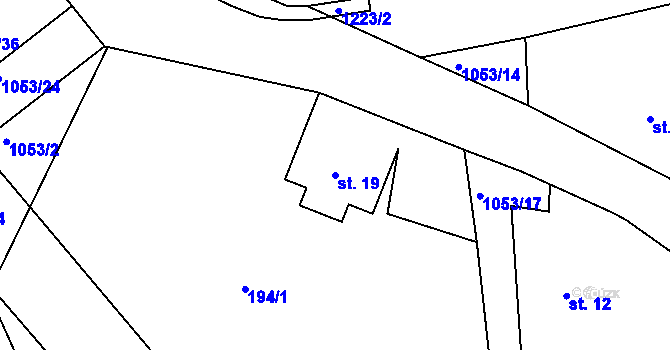 Parcela st. 19 v KÚ Semechnice, Katastrální mapa