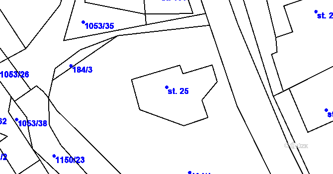 Parcela st. 25 v KÚ Semechnice, Katastrální mapa
