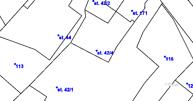 Parcela st. 42/4 v KÚ Semechnice, Katastrální mapa