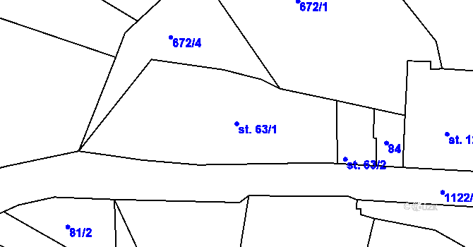 Parcela st. 63/1 v KÚ Semechnice, Katastrální mapa