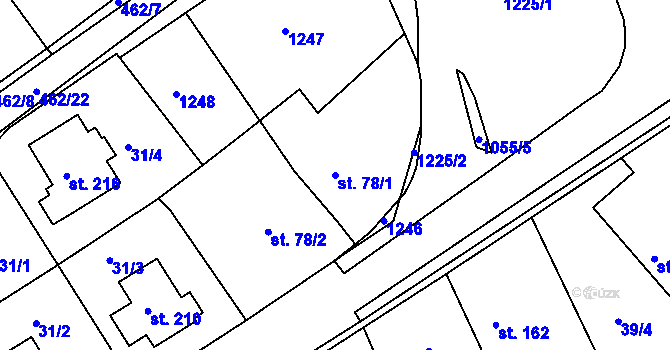Parcela st. 78/1 v KÚ Semechnice, Katastrální mapa