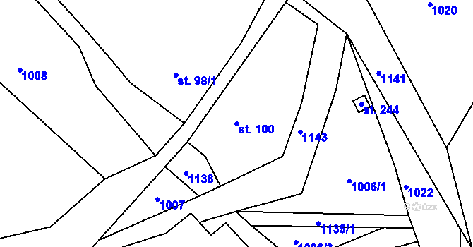 Parcela st. 100 v KÚ Semechnice, Katastrální mapa