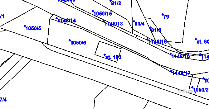 Parcela st. 163 v KÚ Semechnice, Katastrální mapa
