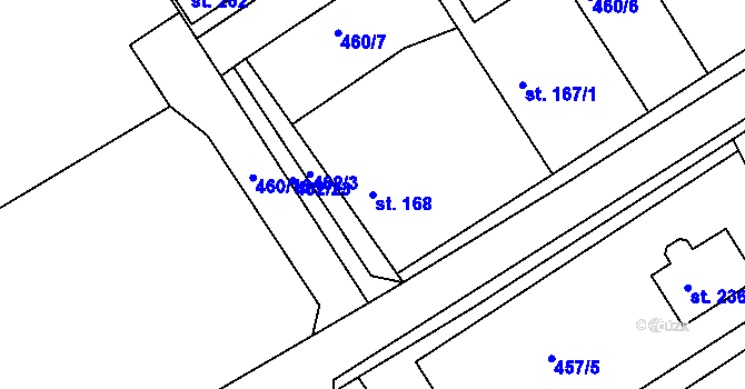 Parcela st. 168 v KÚ Semechnice, Katastrální mapa