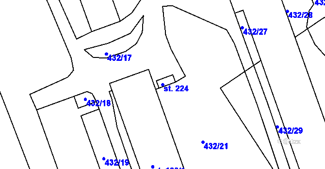 Parcela st. 224 v KÚ Semechnice, Katastrální mapa