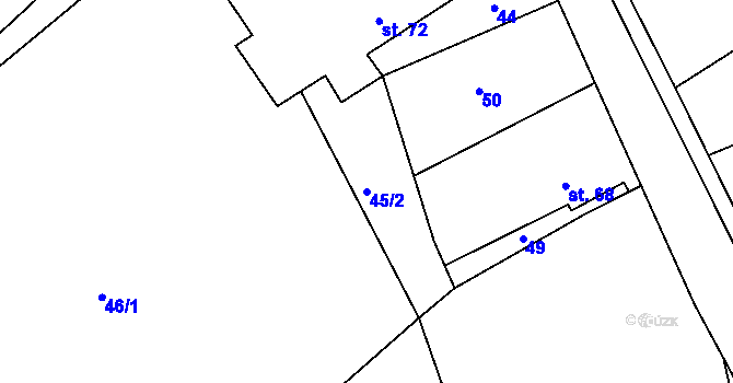 Parcela st. 45/2 v KÚ Semechnice, Katastrální mapa