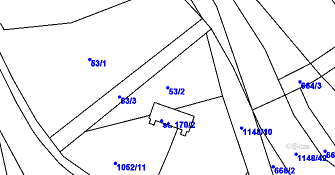 Parcela st. 53/2 v KÚ Semechnice, Katastrální mapa