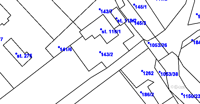 Parcela st. 143/2 v KÚ Semechnice, Katastrální mapa
